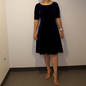LAND'S END Navy Velvet Dress